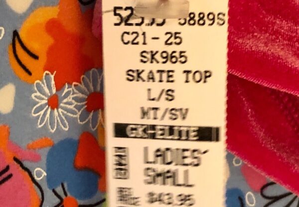 GK ICE SKATE 2-PC ADULT SMALL LgS PINK VELVET FLORAL PRINT TOP/CAPRI SET AS NWT! - Image 6