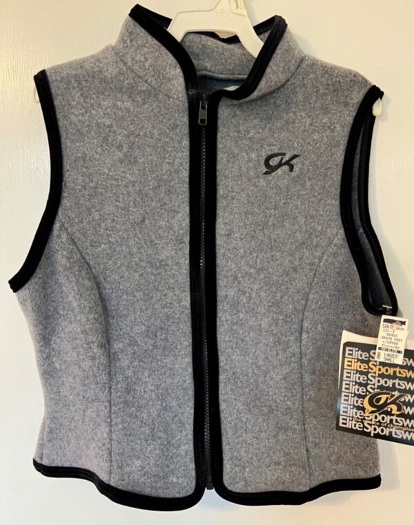 GK GRAY VEST ADULT SMALL POLYESTER FLEECE VELVET TRIM FRONT ZIP SKATE GYM Sz S - Image 8