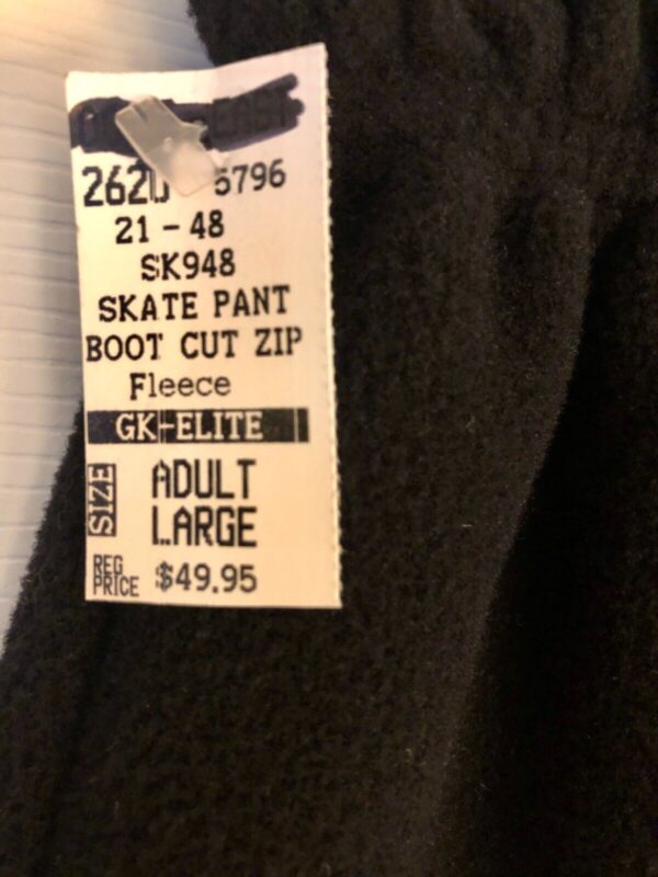 GK FLEECE PULL-ON ADULT LARGE BLACK BOOT-CUT WARM-UP SKATE GYM PANTS Sz AL NWT! - Image 6