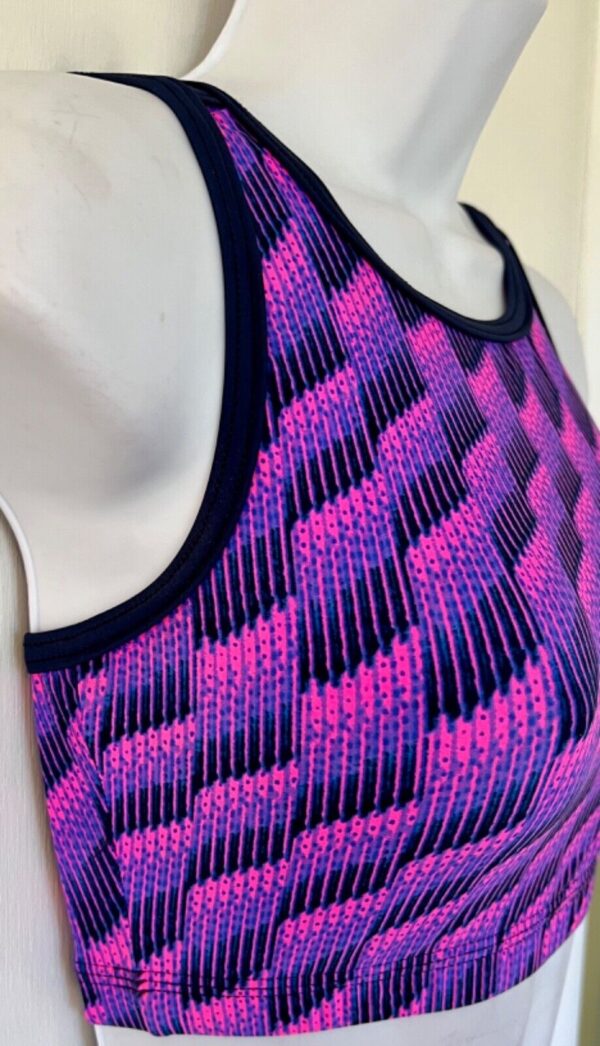 GK JAZZ DANCE CHEER ADULT X-SMALL FUCHSIA HOLOGRAM PURPLE VELV TANK CROP TOP AXS - Image 3