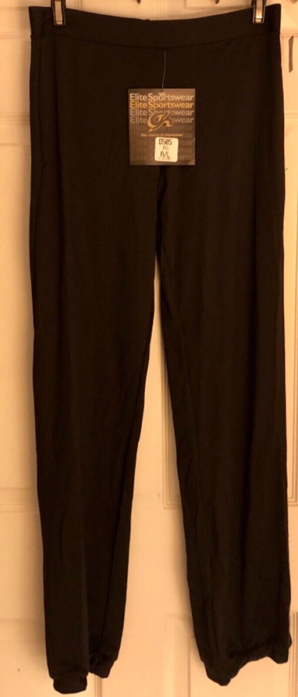 GK ELITE DANCE JAZZ LADIES LARGE BLACK MICROFIBER CUFFED DANCE PANTS SZ L NWT!