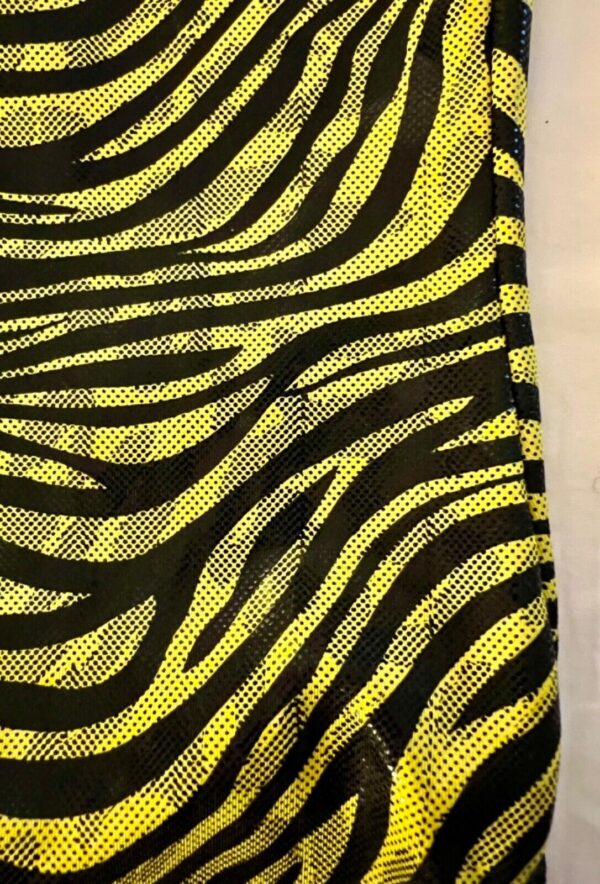 GK CHILD SMALL YELLOW ZEBRA FOIL PRINT BLACK NYLON GYMNASTS DANCE TANK LEOTARD S - Image 10