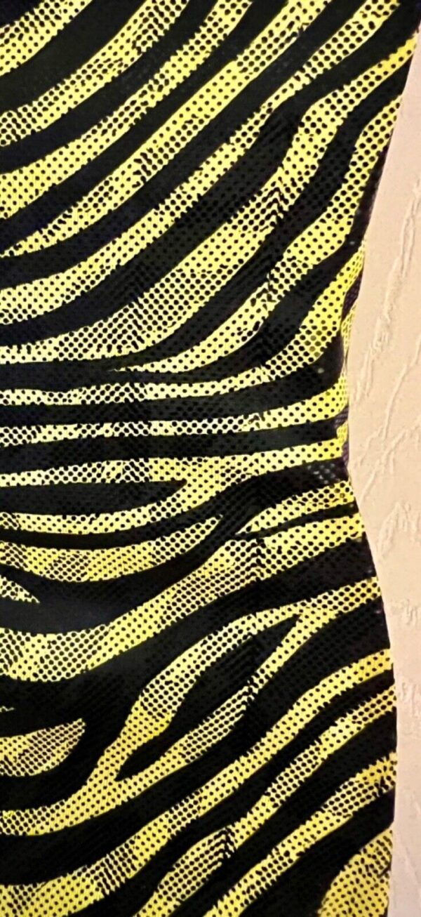 GK CHILD SMALL YELLOW ZEBRA FOIL PRINT BLACK NYLON GYMNASTS DANCE TANK LEOTARD S - Image 11