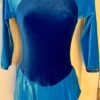 GK FIGURE SKATE ADULT SMALL 3/4 SLV 2-TONE BLUE VELVET FOIL TRIM DRESS Ss AS