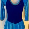 GK FIGURE SKATE ADULT SMALL 3/4 SLV 2-TONE BLUE VELVET FOIL TRIM DRESS Ss AS - Image 8