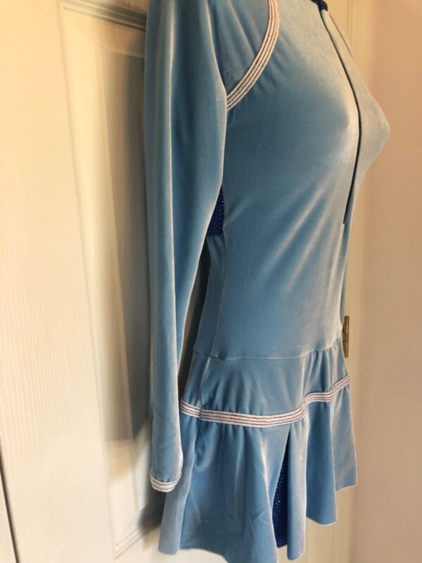 GK ICE FIGURE SKATE LgSLV ADULT SMALL Lt BLUE VELVET ZIP TURTLENECK DRESS Sz AS - Image 5