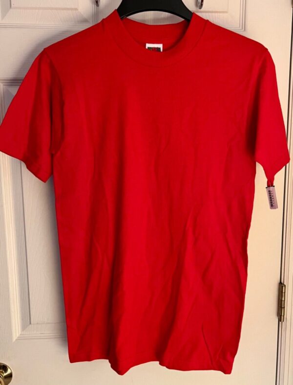 DURABLE  MENS SMALL SSLV RED COTTON CREW T-SHIRT Sz S NWT! - Image 3