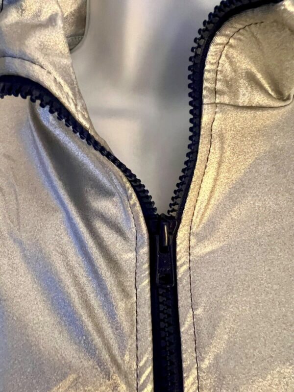 GK WARM UP JACKET ADULT SMALL SILVER METALLIC ZIP FRONT GYMNASTICS DANCE CHEER S - Image 2