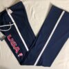 GK  USA GRAPHIC LADIES MEDIUM NAVY 100% COTTON ATHLETIC GYMNASTIC CHEER PANTS AM