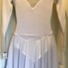 GK WHITE VELVET CHILD LARGE GLITTERED MESH V-BACK ICE DANCE SKATE DRESS Sz CL - Image 4