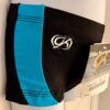 GK CHEER CHILD SMALL BLACK DRYTECH BLUE GYMNASTICS DANCE MICRO MINI SHORTS Sz CS - Image 2