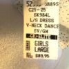 GK WHITE VELVET CHILD LARGE GLITTERED MESH V-BACK ICE DANCE SKATE DRESS Sz CL - Image 6