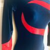 GK LgSLV LADIES SMALL ROYAL VELVET RED FOIL RIBBON GYMNAST DANCE LEOTARD Sz AS - Image 3