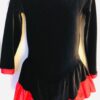 GK ICE SKATE Lg SLV GIRL X-SMALL BLACK VELVET POLKA DOT TRIM RUFFLE DRESS Sz CXS
