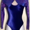 GK LgSLV ADULT X-SMALL CONCORD VELVET PURPLE FOIL GYMNASTIC DANCE LEOTARD AXS