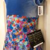 GK ICE SKATE GIRLS SMALL CAP SLV MATTE TRICOT BLUE VELVET FLORAL PRINT DRESS CS - Image 5