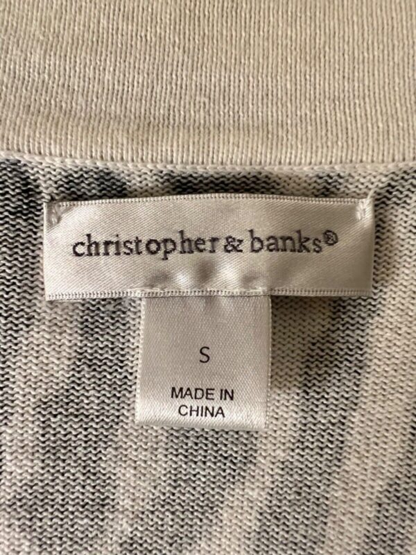 CHRISTOPHER & BANKS WOMENS SMALL BLACK & WHITE ZEBRA TIE SWEATER100% COTTON Sz S - Image 6