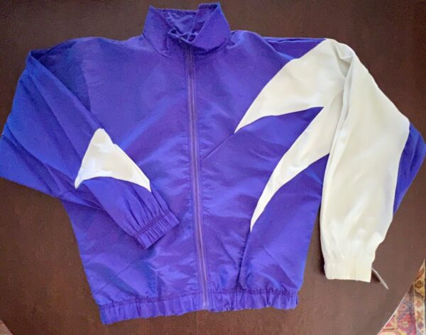 GK WARM UP CHILD LARGE PURPLE IRIDESCENT WHITE SPARKLE GYMNAST SKATE JACKET Sz L - Image 3