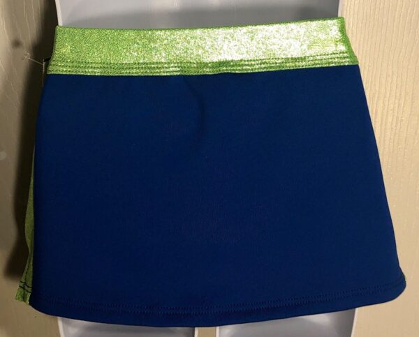 CHEER GK CHILD SMALL ROYAL NYLON/SPANDEX LIME MYSTIQUE CHEER SKIRT Sz CS NWT! - Image 2