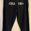 GK "SKATE" BLACK CAPRI PANTS LADIES LARGE COTTON SKATE PRINT WAIST ELASTIC  SZ L - Image 4