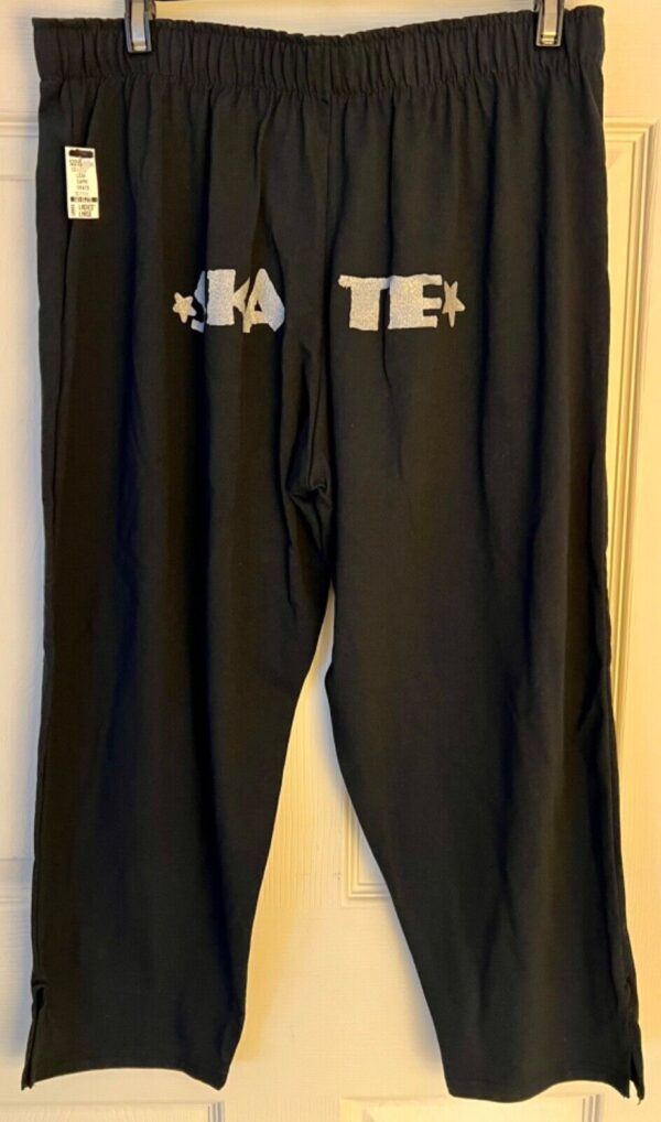 GK "SKATE" BLACK CAPRI PANTS LADIES LARGE COTTON SKATE PRINT WAIST ELASTIC  SZ L - Image 8