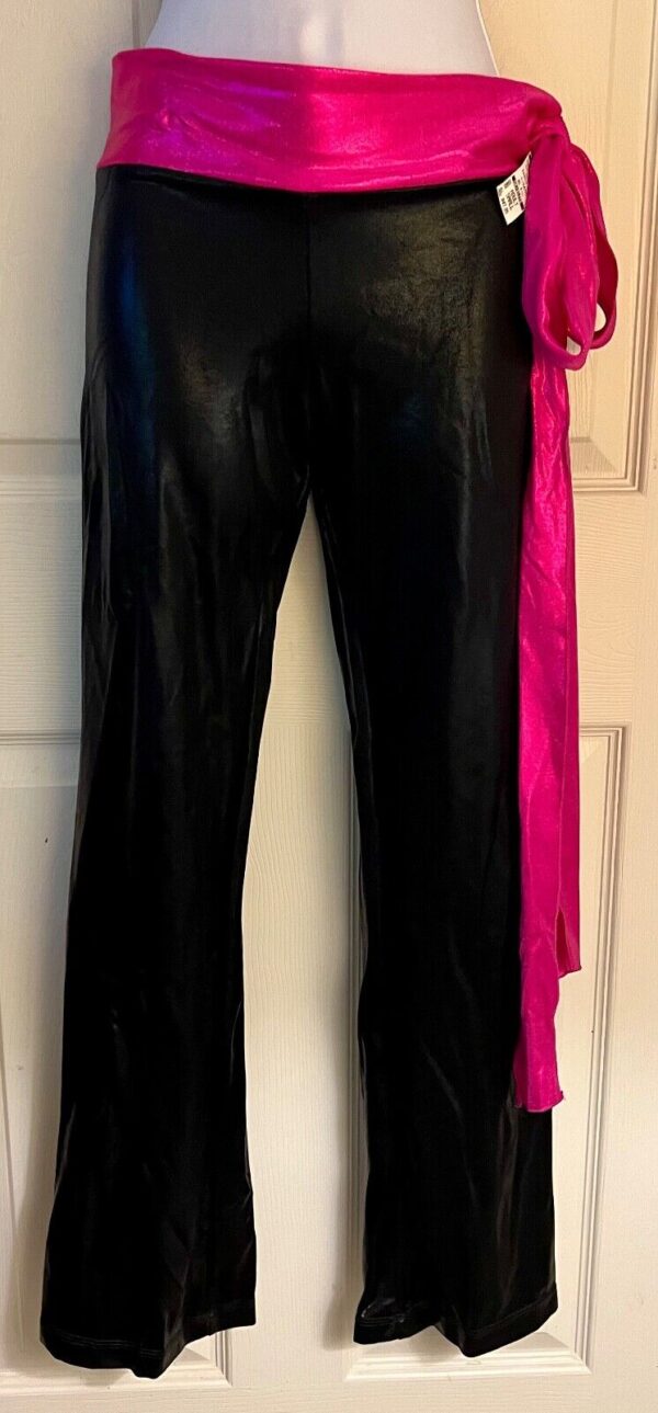 GK DANCE JAZZ ADULT SMALL BLACK & PINK MYSTIQUE WITH SASH PERFORMANCE PANTS SZ S