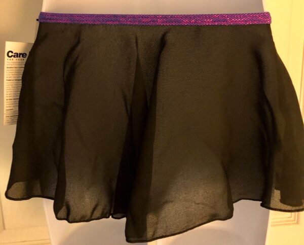 GK DANCE BALLET GIRLS SMALL CLASSIC FAUX WRAP GEORGETTE SKIRT PURPLE FOIL Sz CS - Image 5