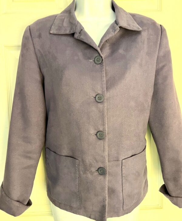 KORET WOMENS SIZE PETITE 6 PURPLE SUEDE FINISH BUTTON UP JACKET Sz 6P EUC!