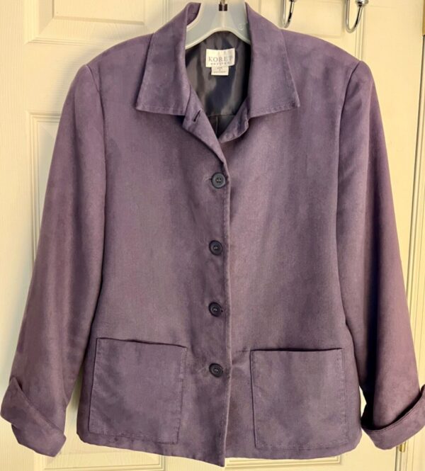 KORET WOMENS SIZE PETITE 6 PURPLE SUEDE FINISH BUTTON UP JACKET Sz 6P EUC! - Image 3