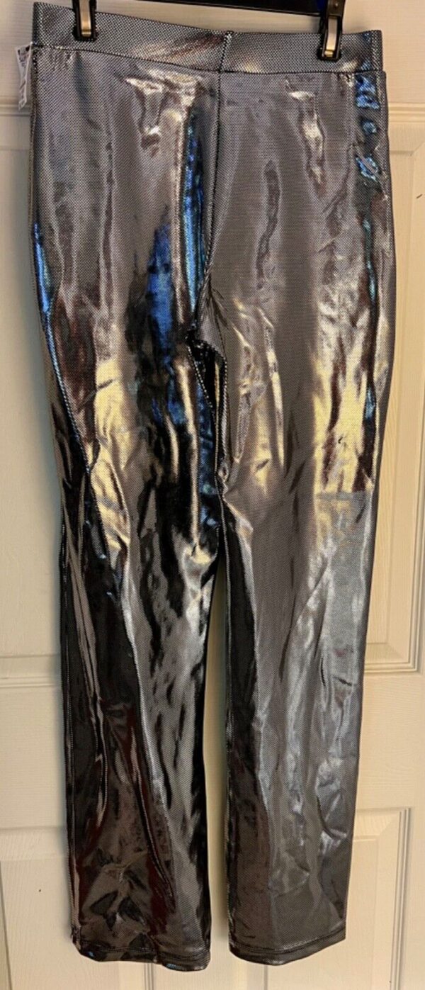 GK DANCE JAZZ LADIES SMALL ANTIQUE SILVER SHIMMER HIP HUGGER FLARE PANTS SZ S - Image 7