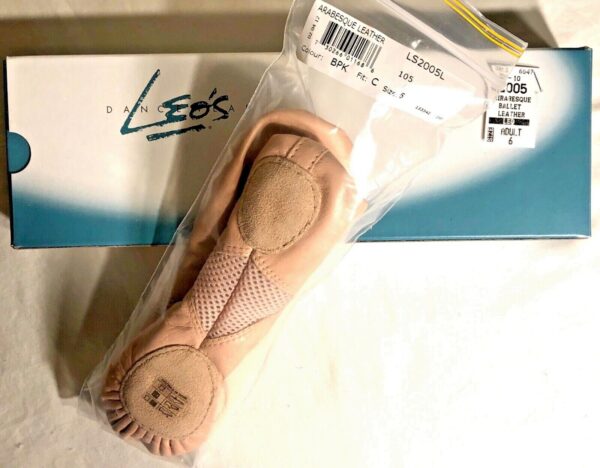 LEO'S Arabesque LEATHER BALLET Shoes Adult 6 Ballet Pink Sz 6 NEW IN BOX!