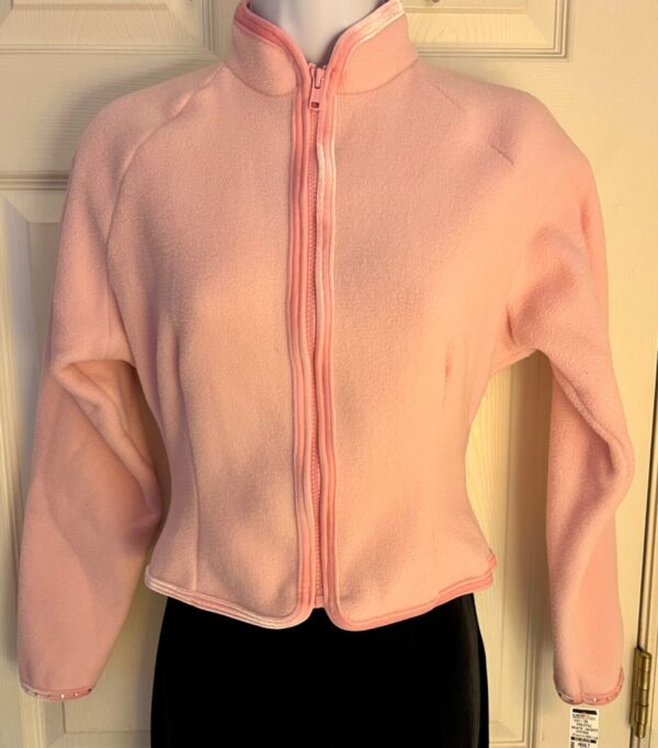 GK ICE DANCE FIGURE SKATE ADULT X-SMALL PINK FLEECE VELVET ZIP JACKET SZ XS