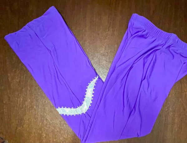 GK PURPLE BRUSHED TRICOT ADULT SMALL FOIL JA GYMNASTS CHEER WARM UP PANTS Sz S - Image 6