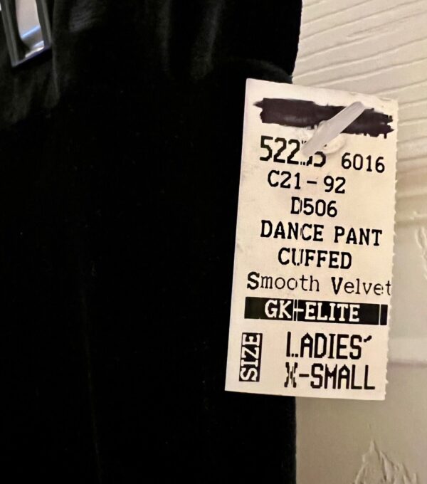 GK DANCE LADIES X-SMALL BLACK VELVET CUFFED BOTTOM PERFORMANCE DRESS PANTS SZ XS - Image 4