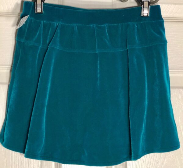 GK ICE SKATE SKIRT ADULT SMALL GREEN VELVET RED PLEATS PULL ON SKIRT Sz AS NWT! - Image 7