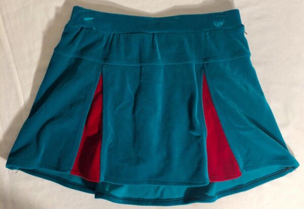 GK ICE SKATE SKIRT ADULT SMALL GREEN VELVET RED PLEATS PULL ON SKIRT Sz AS NWT! - Image 8