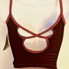 GK DANCE JAZZ LADIES SMALL WINE VELVET X-BACK FOIL STRAPS CAMISOLE TOP Sz AS NWT - Image 6
