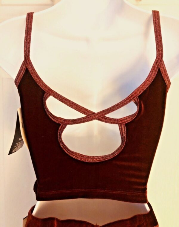 GK DANCE JAZZ LADIES SMALL WINE VELVET X-BACK FOIL STRAPS CAMISOLE TOP Sz AS NWT - Image 6