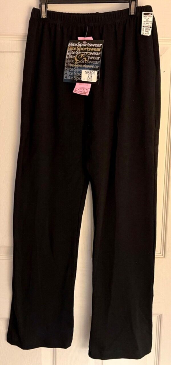 GK WARM UP ADULT SMALL BLACK COTTON/SPAN BOOT CUT ICE SKATE ATHLETIC PANTS AS - Image 2